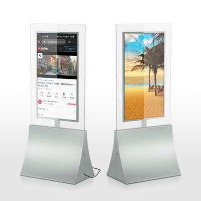 Dünnes mit Seiten versehenes Doppel43&quot; hohe Helligkeit LCD-Anzeigen-transparenter Glasboden-Stand
