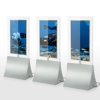 Dünnes mit Seiten versehenes Doppel43&quot; hohe Helligkeit LCD-Anzeigen-transparenter Glasboden-Stand